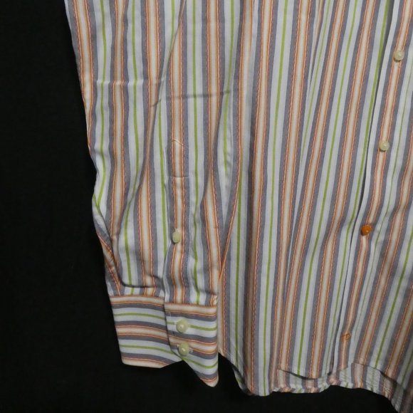 TD THOMAS DEAN | large | Striped Button Down Long Sleeve Shirt | 100% Cotton - Picture 6 of 16